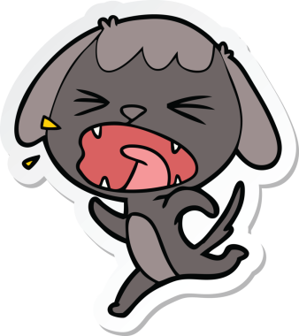 Bir insan tarafından çizilmiş şirin bir köpeğin çıkartması.