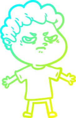 Bir insan tarafından çizilmiş kızgın bir adamın soğuk çizgi çizimi.