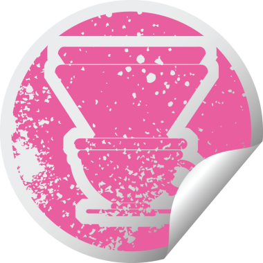 Bir insan tarafından çizilmiş filtre kahve fincanının sıkıntılı çıkartma simgesi çizimi