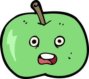 Bir insan tarafından çizilmiş parlak bir elma.