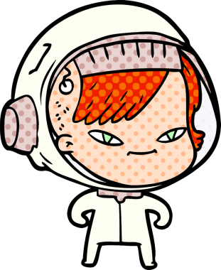 Bir insan tarafından çizilmiş astronot kadın.