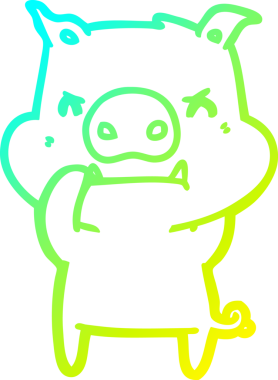 Bir insan tarafından çizilmiş kızgın çizgi film domuzu çizimi.