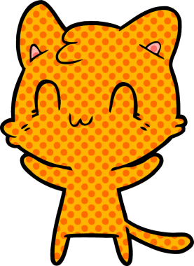 Bir insan tarafından çizilmiş mutlu bir kedi.