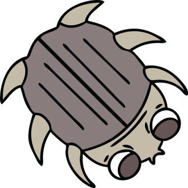 Bir insan tarafından çizilmiş garip çizgi film böceği.