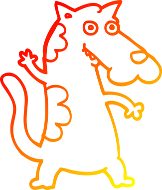 Bir insan tarafından çizilen çizgi film köpeğinin sıcak gradyan çizimi