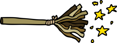 Bir insan tarafından çizilmiş sihirli süpürge sopaları.