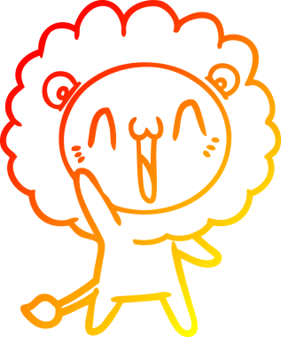 Bir insan tarafından çizilmiş mutlu çizgi film aslanının sıcak çizgi çizimi