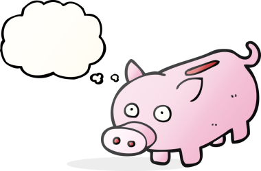 Bir insan tarafından çizilmiş serbest çizim baloncuk domuz kumbarası.