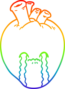 gökkuşağı gradyanı çizimi bir insan tarafından çizilmiş bir karikatür kalp