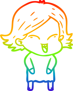 gökkuşağı gradyan çizimi mutlu bir çizgi film kızı bir insan tarafından çizildi