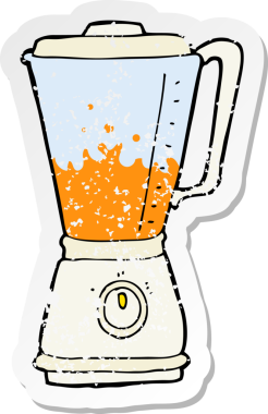Bir insan tarafından çizilmiş karikatür meyve suyu mikserinin gerilimli etiketi.