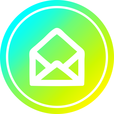 Zarf harfi dairesel simgesi, bir insan tarafından çizilen havalı gradyan bitiş