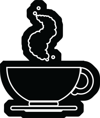 Bir insan tarafından çizilmiş sıcak bir fincan kahvenin vektör simgesi