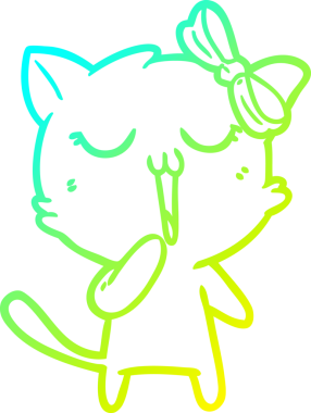 Bir insan tarafından çizilen çizgi film kedisinin soğuk gradyan çizgisi.