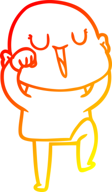 Bir insan tarafından çizilmiş mutlu, kel bir adamın sıcak çizgi çizimi.