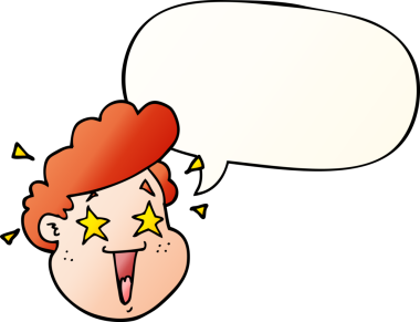 bir insan tarafından çizilmiş yumuşak eğimli konuşma baloncuğu ile çizgi film mutlu yüzü