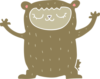 Bir insan tarafından çizilmiş şirin düz renkli çizgi film ayısı.