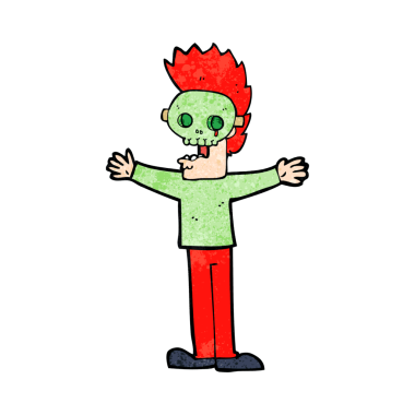 Bir insan tarafından çizilmiş ürkütücü maskeli bir çizgi film adamı.