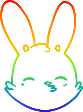 Gökkuşağı gradyan çizgi çizimi Bir insan tarafından çizilmiş düşünülen tavşan yüzü