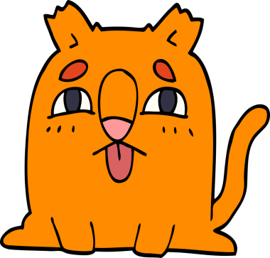 Bir insan tarafından çizilmiş komik bir kedi.