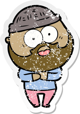 Bir insan tarafından çizilmiş sakallı bir adamın sıkıntılı çıkartması.