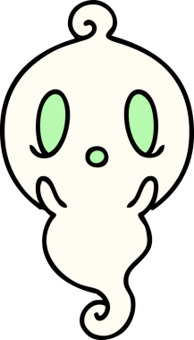 Bir insan tarafından çizilmiş şirin bir cadılar bayramı hayaleti karikatürü.