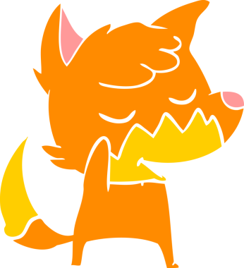 Bir insan tarafından çizilmiş düz renkli tilki çizimi.