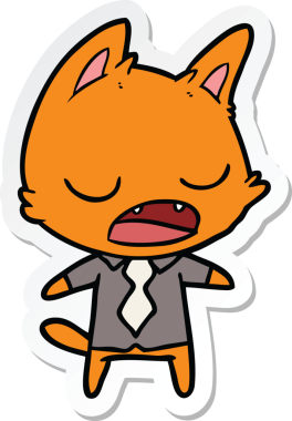 Bir insan tarafından çizilmiş konuşan kedi patronunun çıkartması.