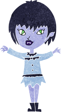 Bir insan tarafından çizilmiş vampir kız çizgi filmi.