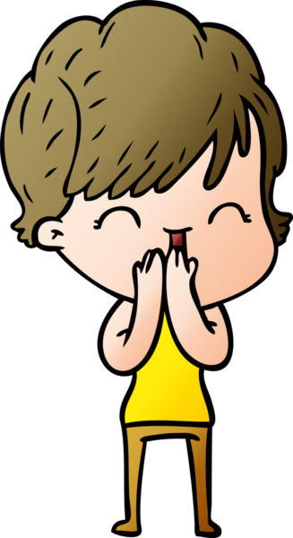 Bir insan tarafından çizilmiş gülen kadın çizgi filmi.