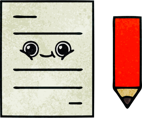 Bir insan tarafından çizilmiş bir test kağıdının retro grunge desen karikatürü