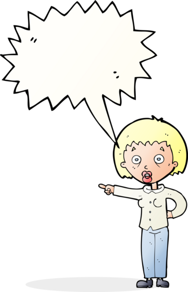 Bir insan tarafından çizilmiş konuşma balonuyla şok olmuş bir karikatür.