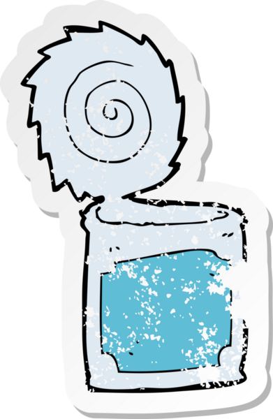 Bir insan tarafından çizilmiş, karikatür açık teneke kutu etiketi.