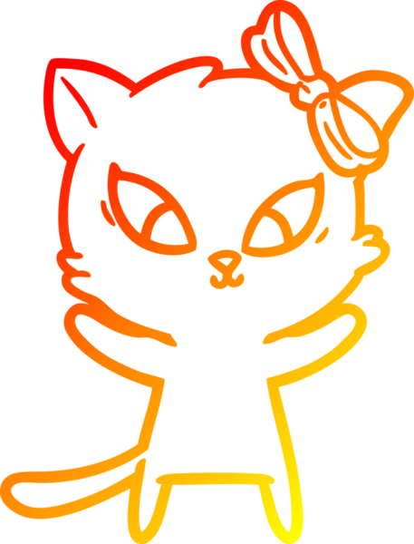 Bir insan tarafından çizilmiş çizgi film kedisinin sıcak çizgi çizimi