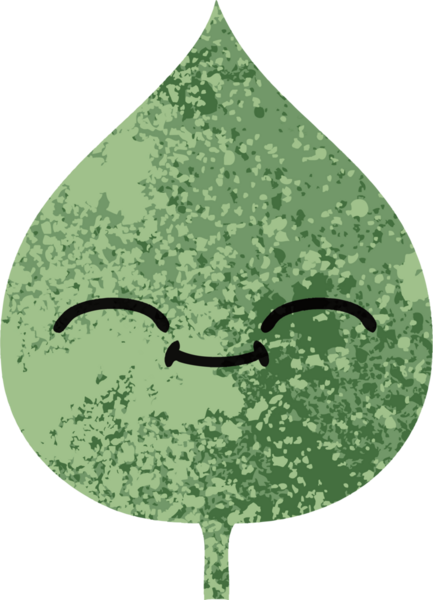 Bir insan tarafından çizilmiş dışavurumsal yaprağın retro çizim tarzı karikatürü