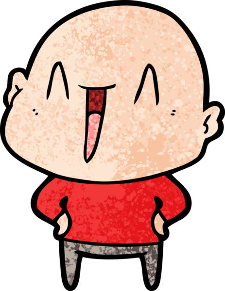 Bir insan tarafından çizilmiş mutlu, kel adam.