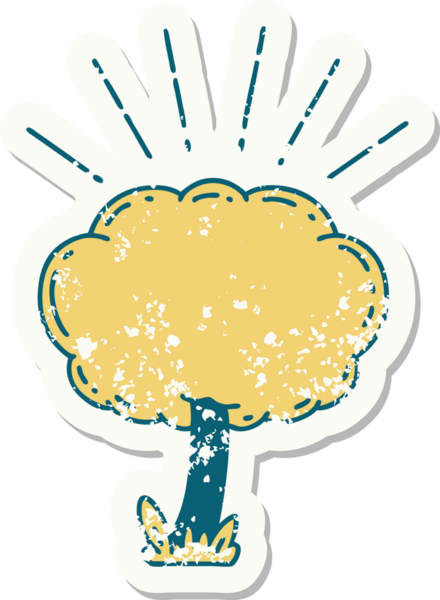 Bir insan tarafından çizilmiş dövme stili bir ağacın eski etiketi.