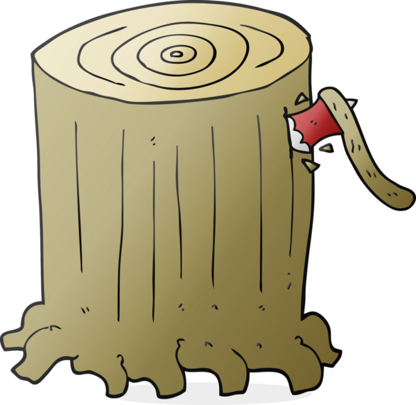 Bir insan tarafından çizilmiş serbest çizim büyük ağaç kütüğü