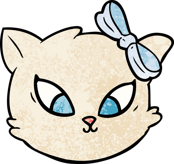 Bir insan tarafından çizilmiş sevimli çizgi film kedisi.