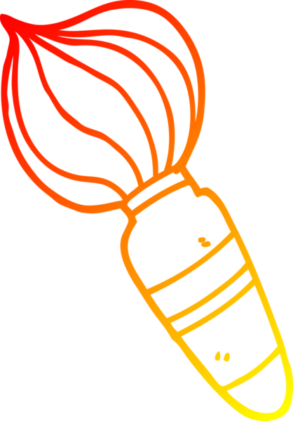 Bir insan tarafından çizilmiş büyük bir boya fırçasının sıcak çizgi çizimi