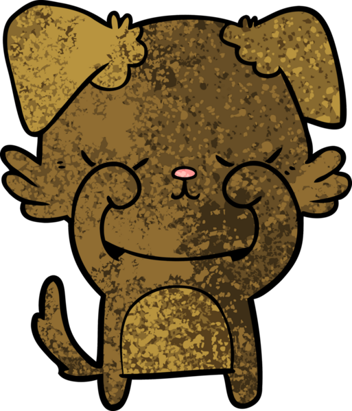 Bir insan tarafından çizilmiş şirin bir çizgi film köpeği.