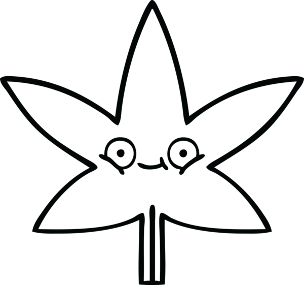 Bir insan tarafından çizilmiş bir sonbahar yaprağının çizgi çizimi