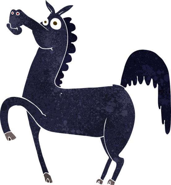 Bir insan tarafından çizilmiş komik çizgi film atı.