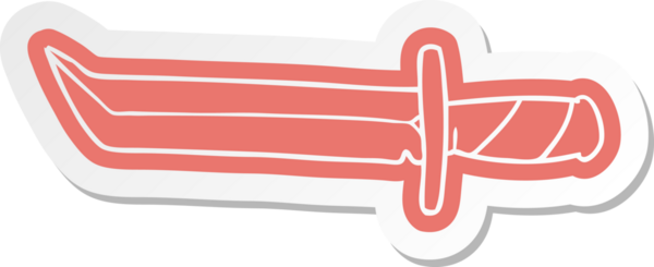 Bir insan tarafından çizilmiş kısa bir hançerin çizgi film etiketi.