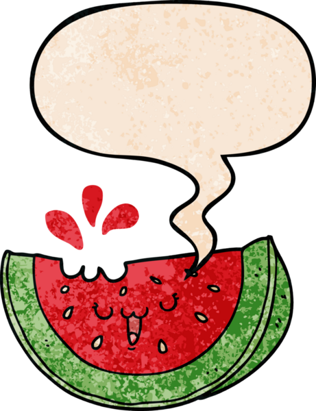 bir insan tarafından çizilmiş eski moda konuşma baloncuklu karpuz.