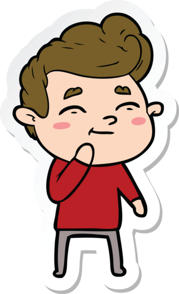 Bir insan tarafından çizilmiş mutlu bir çizgi film karakterinin çıkartması.