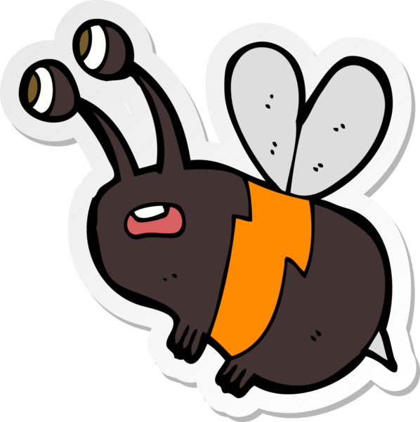 Bir insan tarafından çizilmiş korkulu bir arının çıkartması.