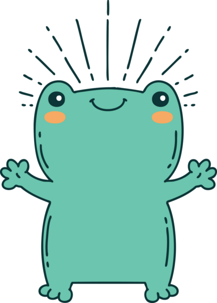 Bir insan tarafından çizilmiş geleneksel dövme stili mutlu kurbağanın çizimi