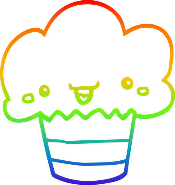 Gökkuşağı gradyan çizgi çizimi bir insan tarafından çizilmiş bir kek.