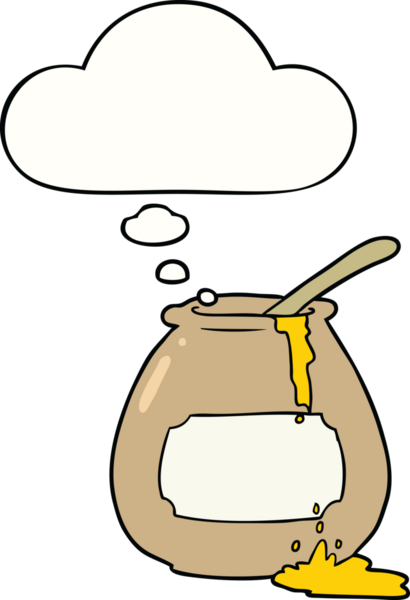 Bir insan tarafından çizilmiş düşünce baloncuklu bal küpü.